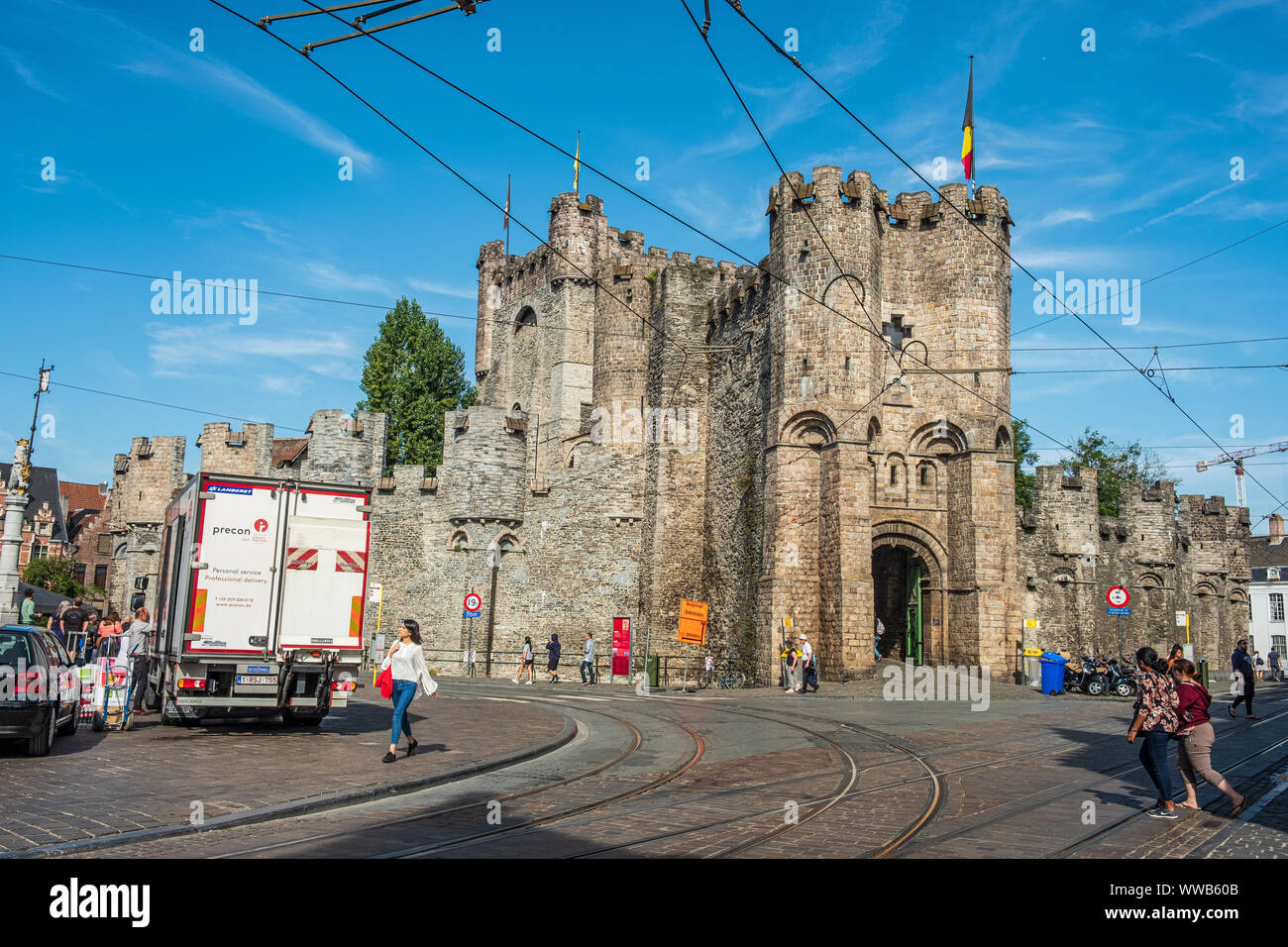 Historische Zentrum von Gent, Flandern, Belgien, EU. Stockfoto