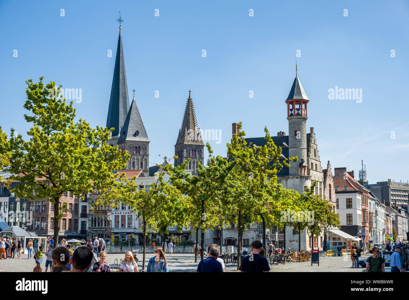 Historische Zentrum von Gent, Flandern, Belgien, EU. Stockfoto