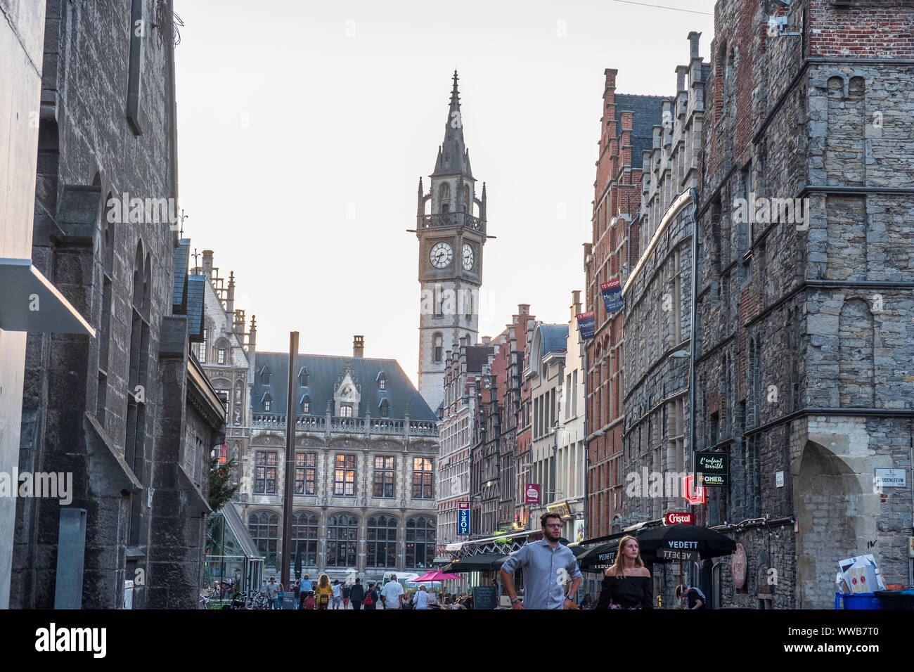 Historische Zentrum von Gent, Flandern, Belgien, EU. Stockfoto