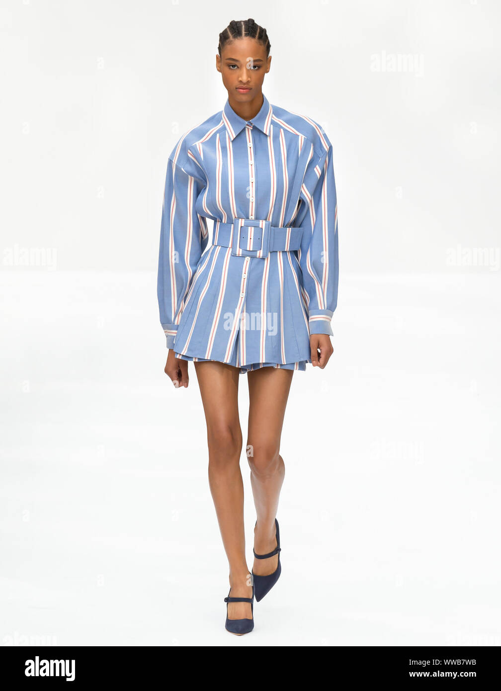 New York, NY-Sept 09, 2019: Janaye Furman geht der Start- und Landebahn im Carolina Herrera Frühling Sommer 2020 Fashion Show Stockfoto