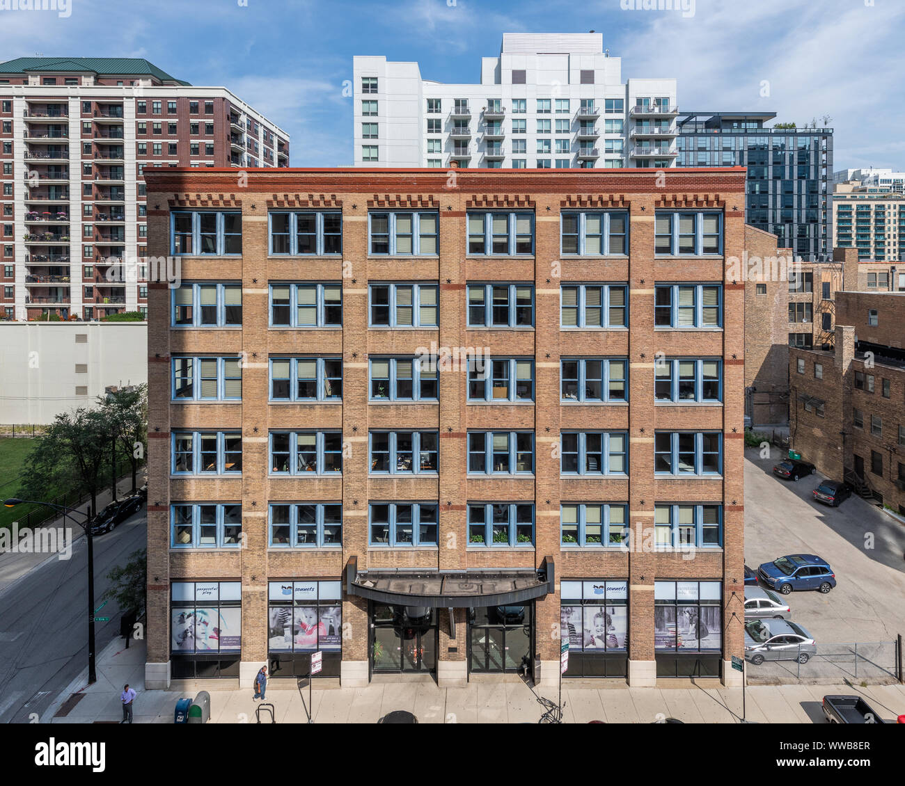 Lagerhaus in der River North Nachbarschaft zu Lofts umgebaut Stockfoto