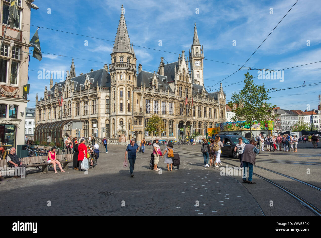 Historische Zentrum von Gent, Flandern, Belgien, EU. Stockfoto