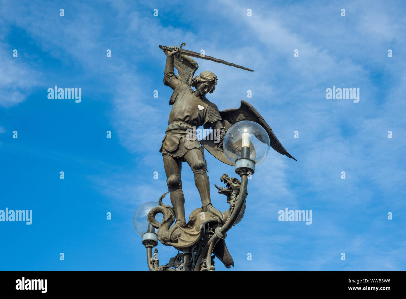 St. Georg und der Drache. Historische Zentrum von Gent, Flandern, Belgien, EU. Stockfoto