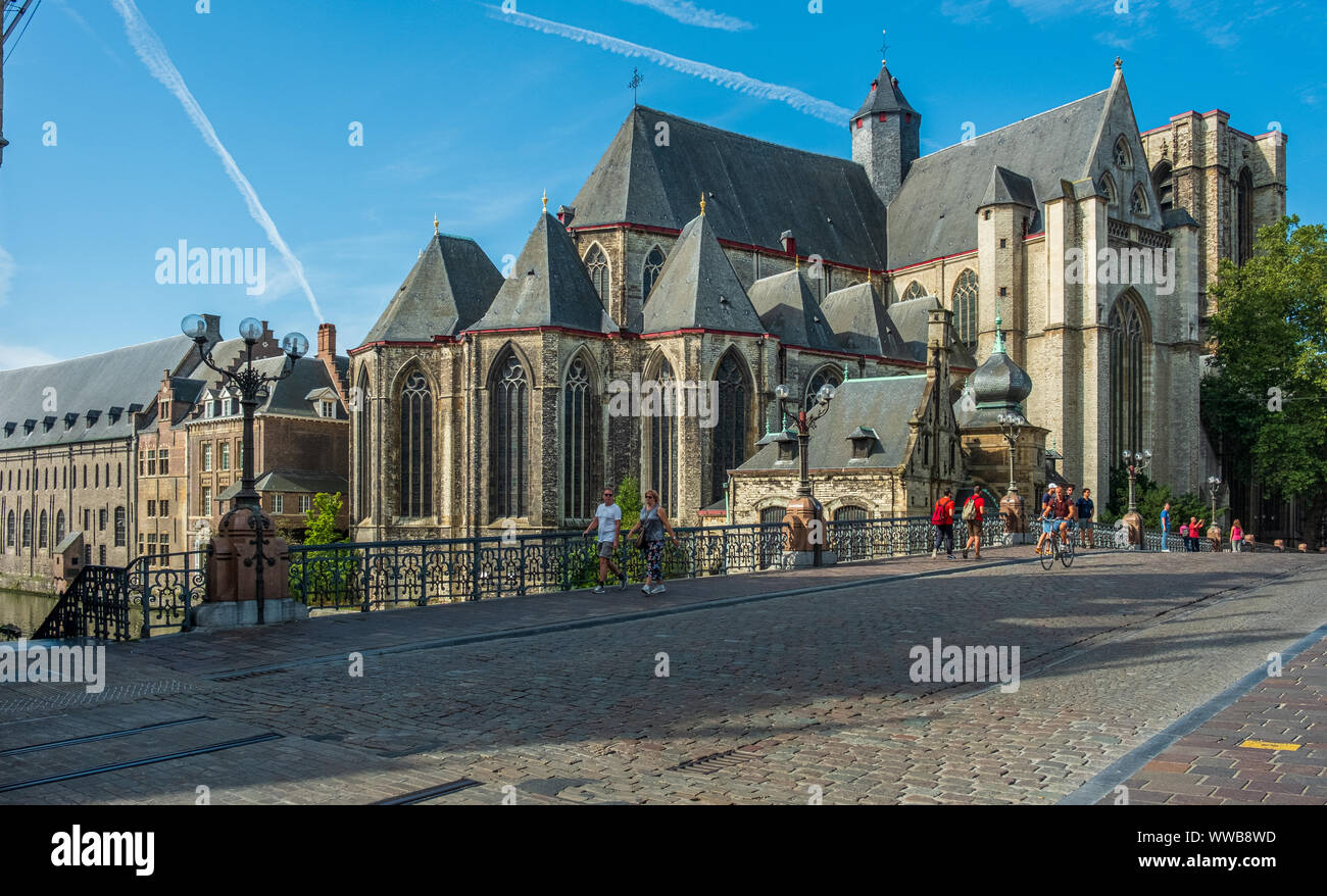 Historische Zentrum von Gent, Flandern, Belgien, EU. Stockfoto