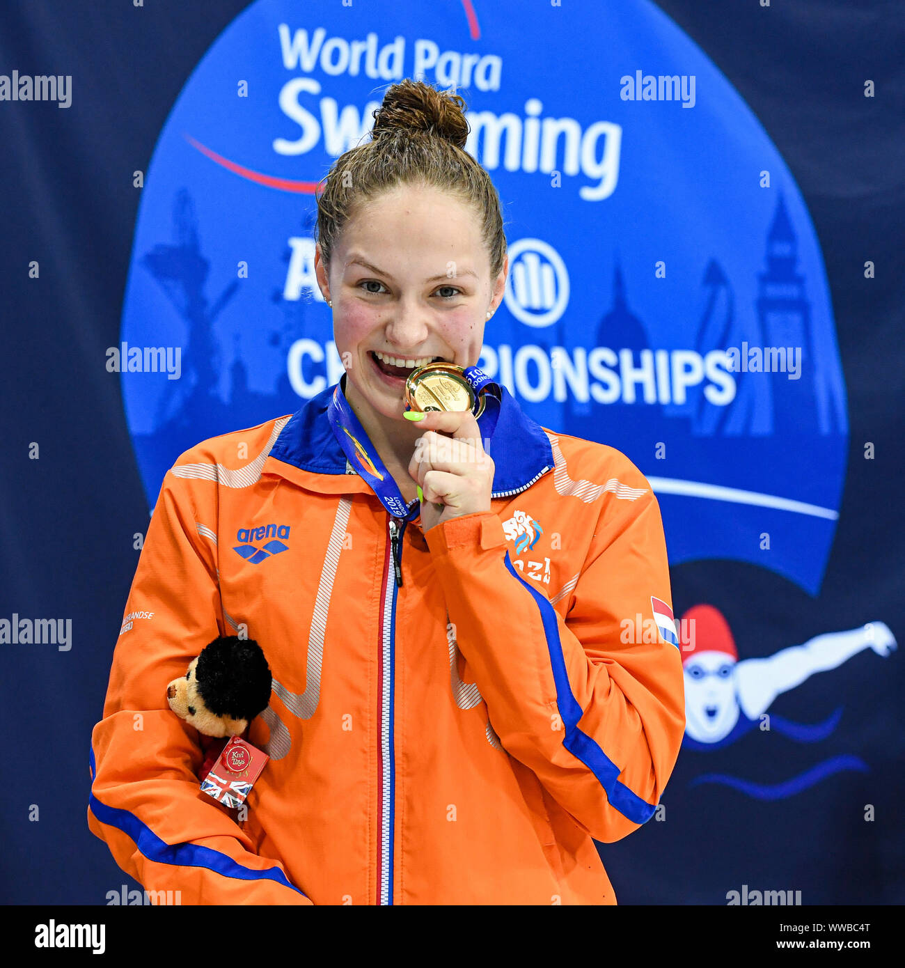 London, Großbritannien. 14 Sep, 2019. Während 2019 weltweit Para Schwimmen Allianz Meisterschaften - Tag 6 Finale in London Aquatics Center am Samstag, den 14. September 2019. LONDON ENGLAND. Credit: Taka G Wu/Alamy leben Nachrichten Stockfoto