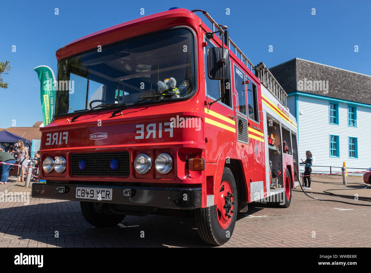 Eine britische Fire Engine von Hampshire Feuerwehr Stockfoto