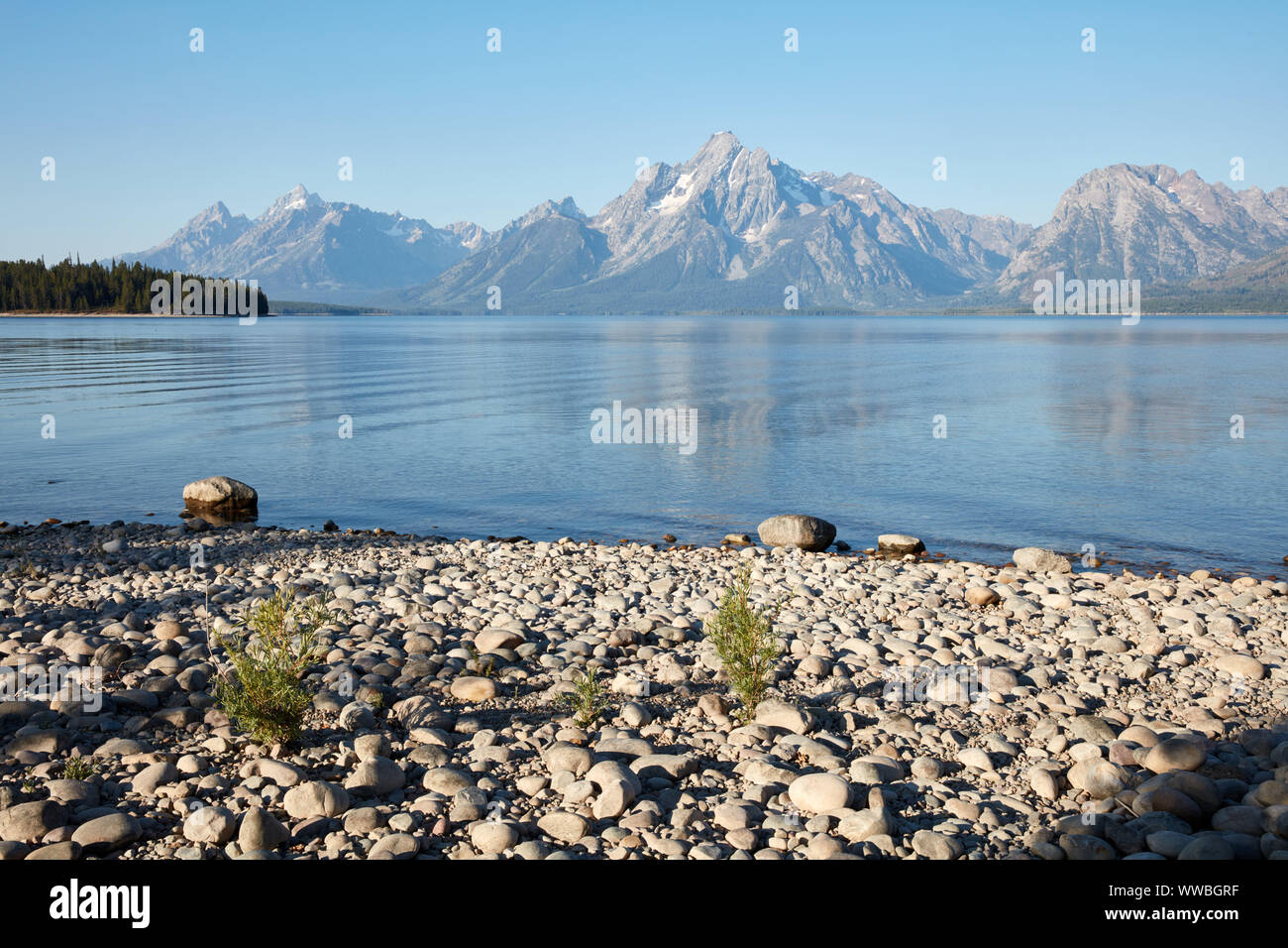Jackson Lake im Grand-Teton-Nationalpark Stockfoto