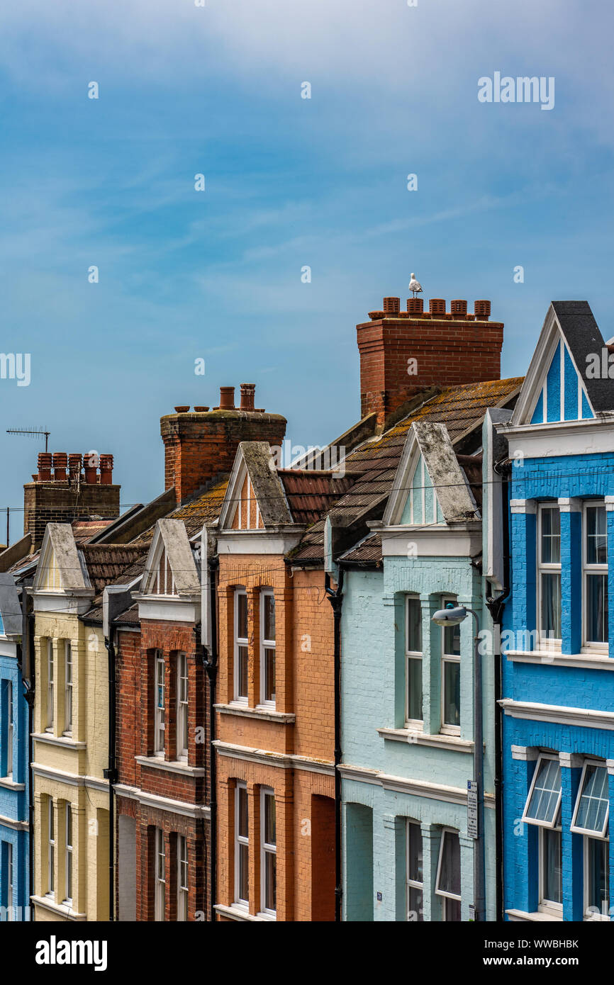 BRIGHTON, Großbritannien - 24 Juli: Dies ist ein Blick auf die bunten Häuser am berühmten blaker Street, für seine einzigartig für Häuser bekannt am 24. Juli, Stockfoto