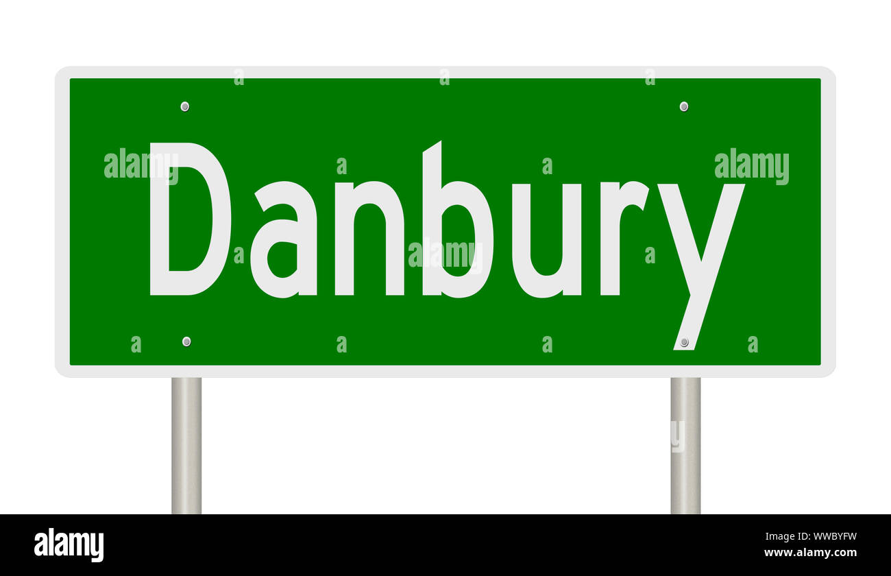 Rendering von einem grünen Schild für Danbury Connecticut Stockfoto