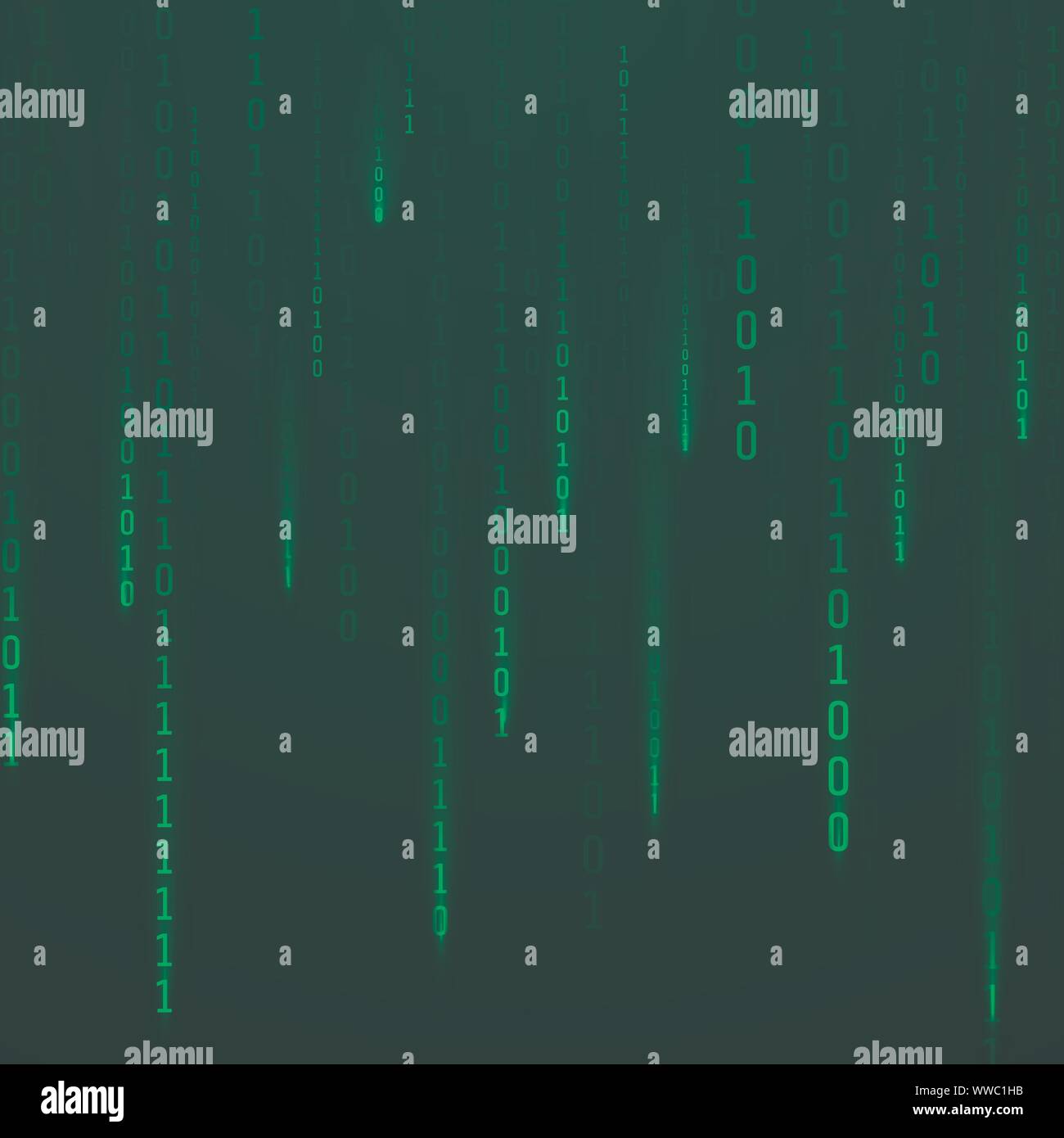 Strom des binären Codes. Grüne Farbe Code Ströme glühender auf dem Bildschirm. Der zufallszahlen. Daten und Technologie. Vector Illustration Stock Vektor