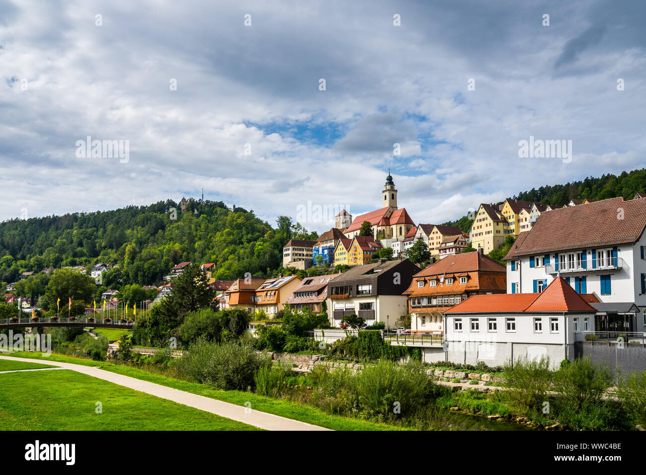 Deutschland, schöne bunte Altstadt der Stadt Horb am Neckar im nördlichen Schwarzwald Natur Landschaft Ferienhäuser region Stockfoto