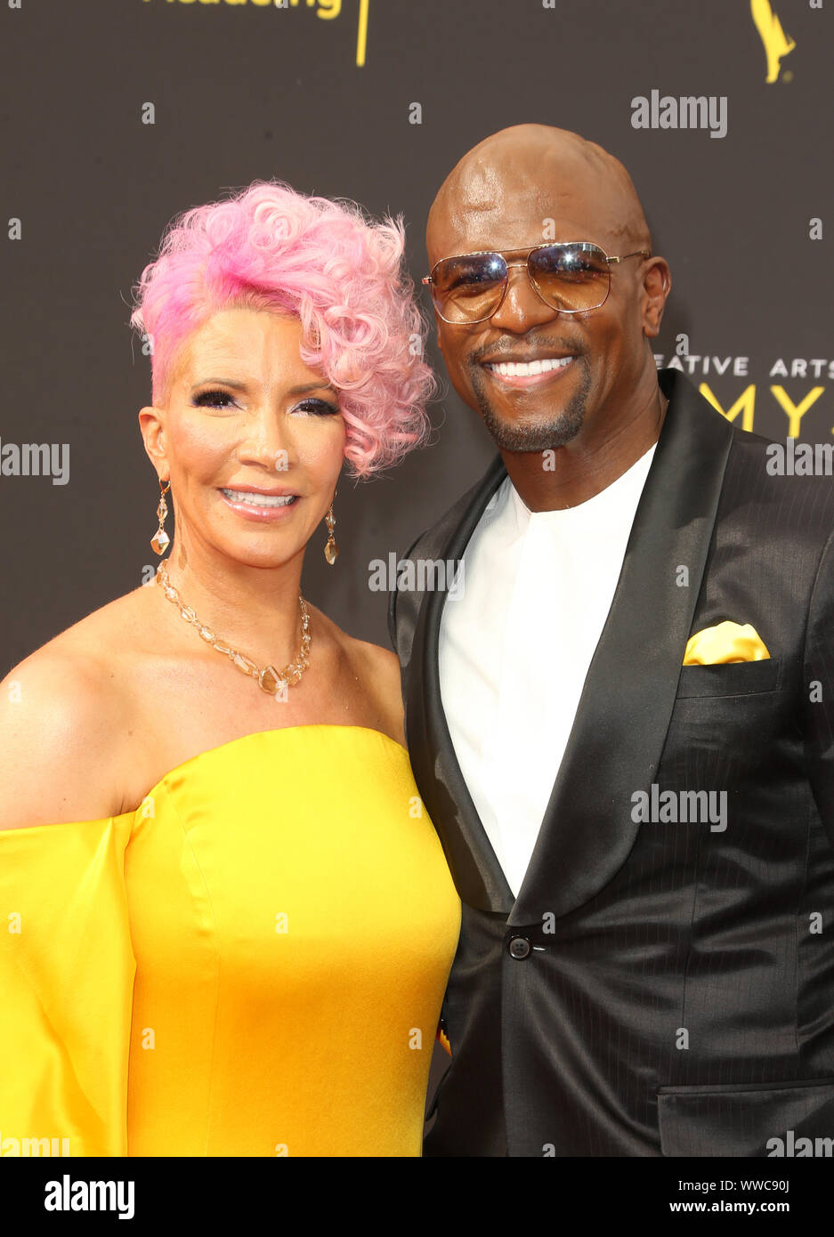 Los Angeles, USA. 14 Sep, 2019. Rebecca King-Crews, Terry Crews, bei 2019 Creative Arts Emmy Awards auf der Microsoft Theater in Los Angeles, Kalifornien, am 14. September 2019. Credit: Faye Sadou/Medien Punch/Alamy leben Nachrichten Stockfoto