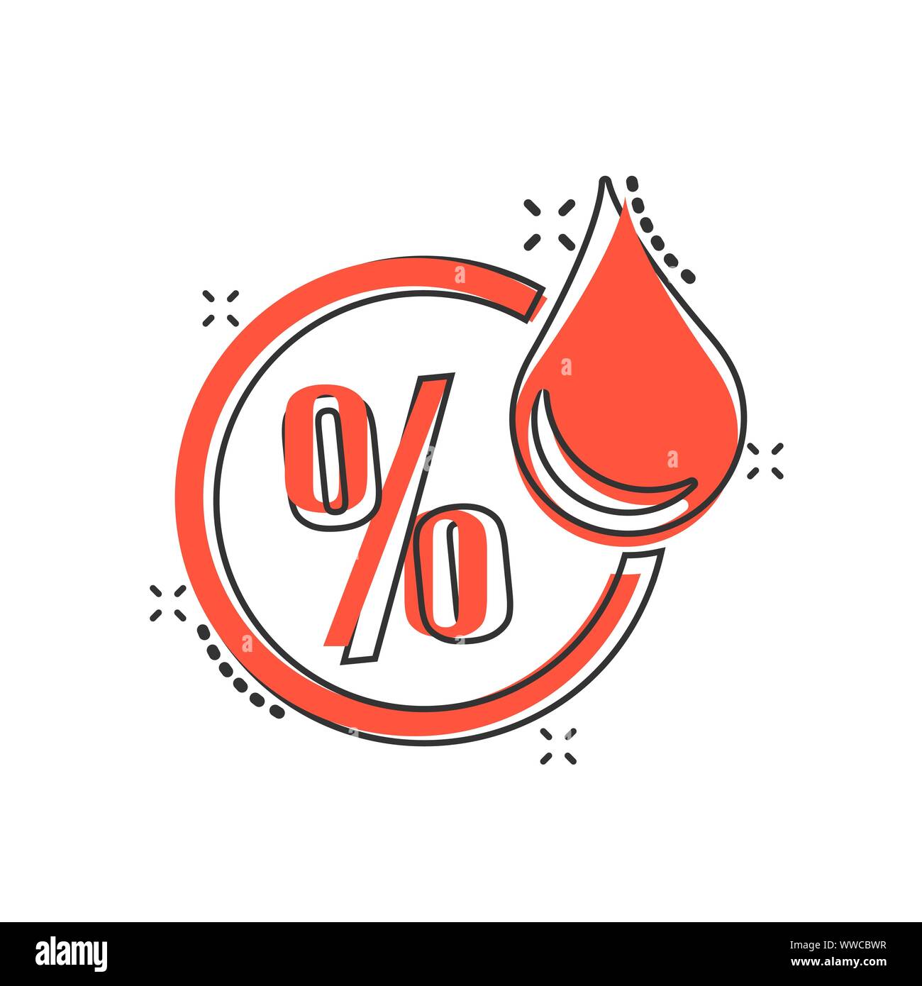 Luftfeuchtigkeit Symbol im Comic-stil. Klima vektor Cartoon Illustration auf weißem Hintergrund isoliert. Temperatur Prognose Geschäftskonzept splash Wirkung. Stock Vektor
