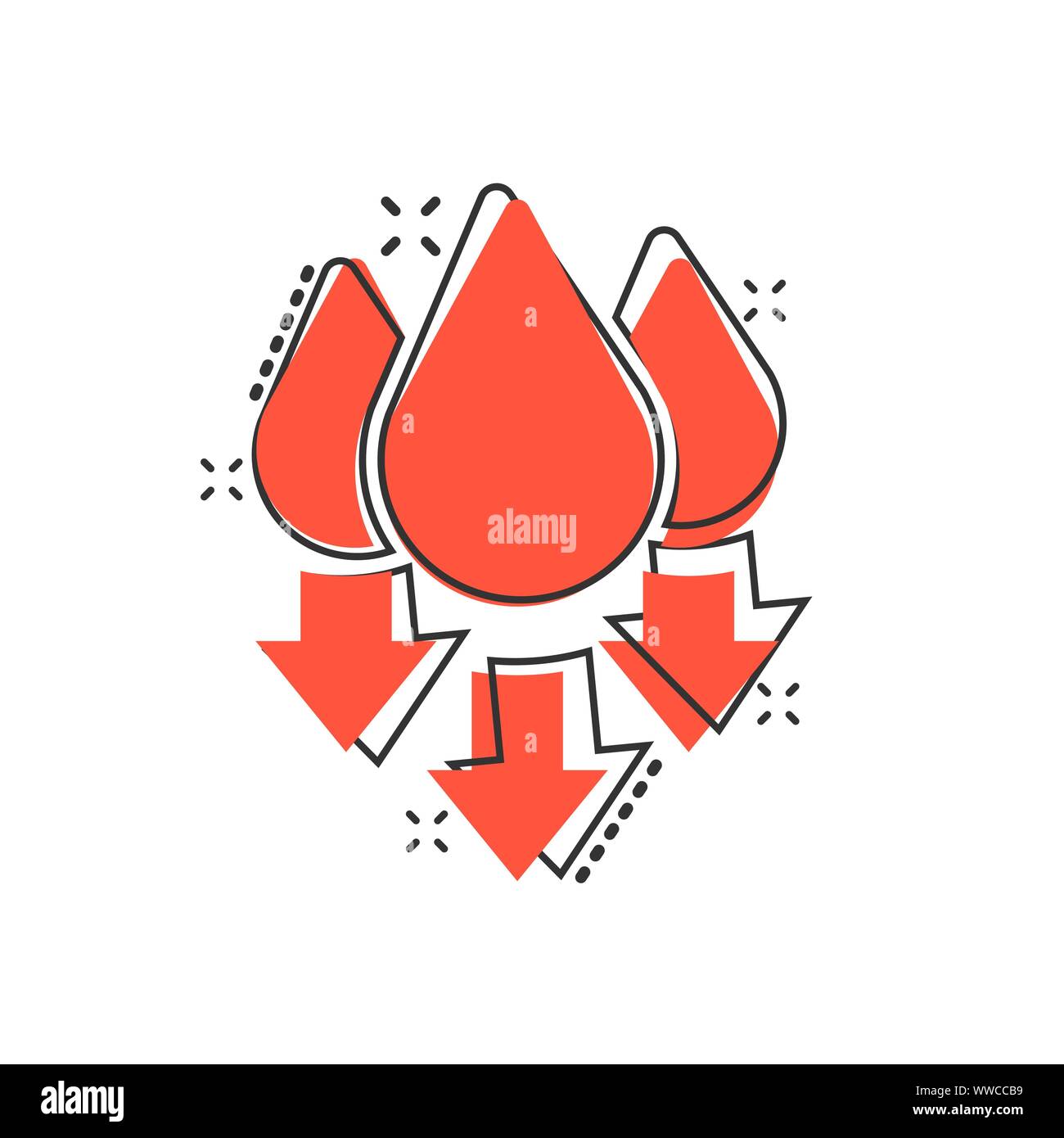 Luftfeuchtigkeit Symbol im Comic-stil. Klima vektor Cartoon Illustration auf weißem Hintergrund isoliert. Temperatur Prognose Geschäftskonzept splash Wirkung. Stock Vektor