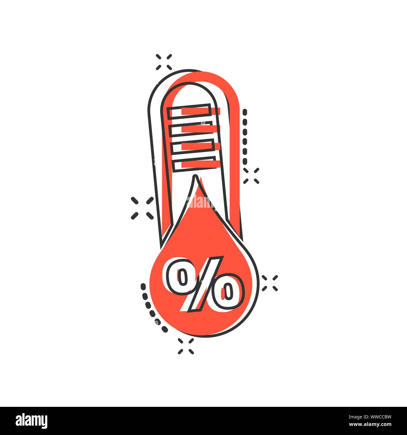 Luftfeuchtigkeit Symbol im Comic-stil. Klima vektor Cartoon Illustration auf weißem Hintergrund isoliert. Temperatur Prognose Geschäftskonzept splash Wirkung. Stock Vektor