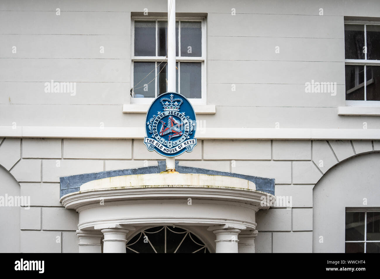 Das alte Haus von Schlüsseln ist der ehemalige Treffpunkt des Hauses der Schlüssel, der tynwald, der Insel des Parlaments Mann Stockfoto