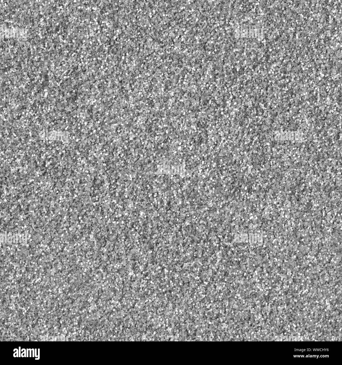 Silberfarbene glitzerndes Glitzer Hintergrund. Nahtlose square Textur. Stockfoto