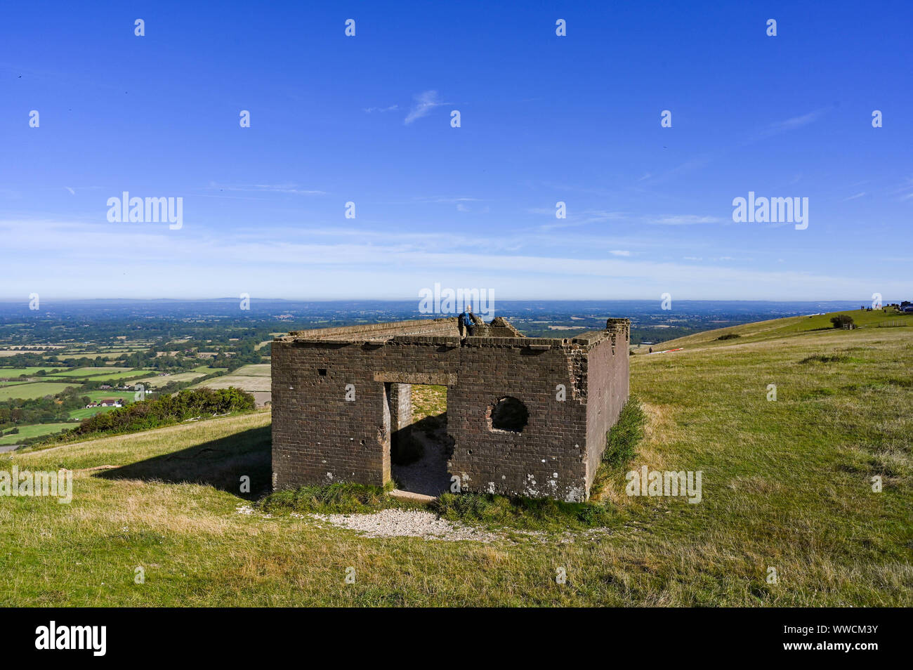 Brighton, UK. 15. September 2019. Wanderer genießen Sie den Sonnenschein am Devils Dyke Nördlich von Brighton auf der South Downs mit Temperaturen erwartet, die Mitte der 20er Jahre in den Südosten zu erreichen. Foto: Simon Dack/Alamy leben Nachrichten Stockfoto