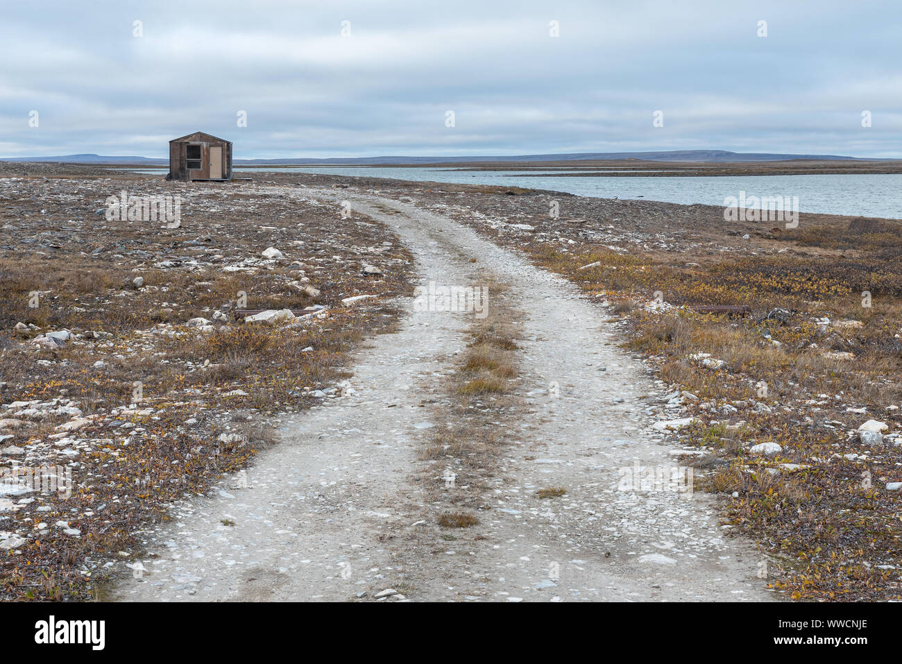Fischen Unterschlupf in der Tundra an der Cambridge Bay Stockfoto