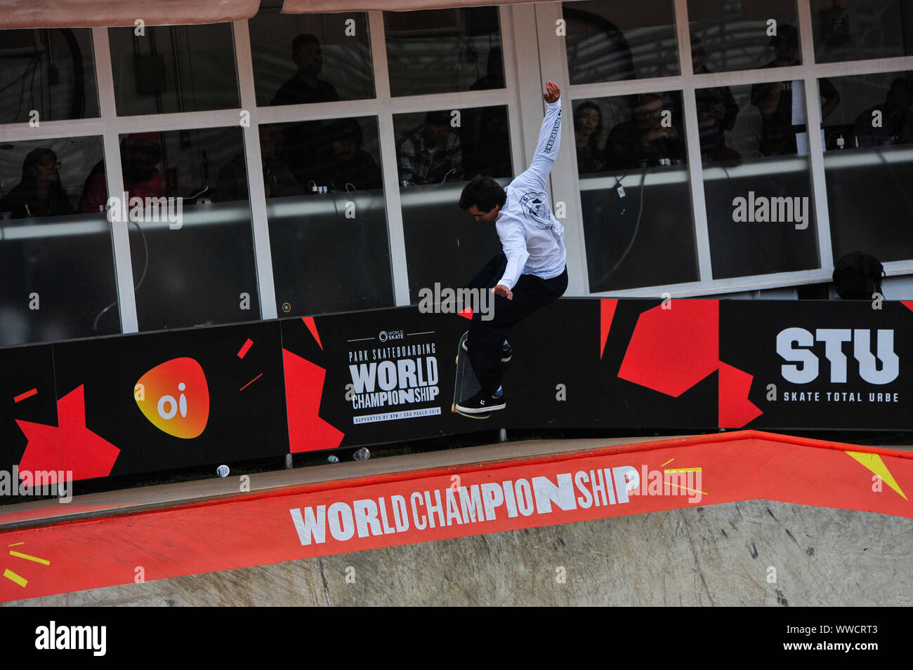 Sao Paulo, Brasilien. 15 Sep, 2019. 13. September 2019; Park Candido Portinari, Sao Paulo, Brasilien; Welt Skatepark Skateboard Wm; Murilo Perez von Brasilien Credit: Aktion Plus Sport Bilder/Alamy leben Nachrichten Stockfoto