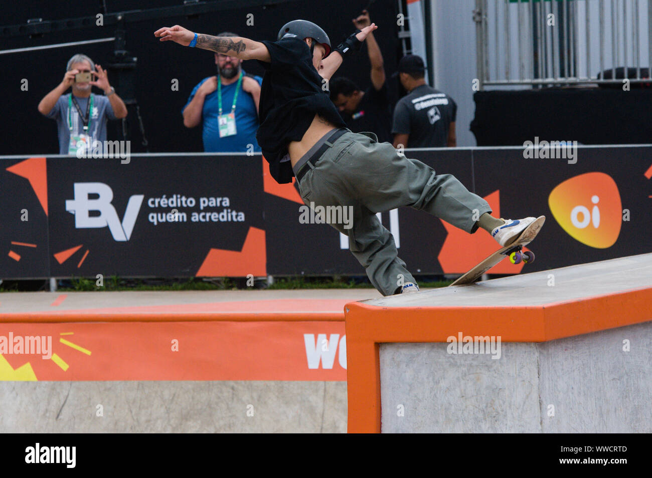 Sao Paulo, Brasilien. 15 Sep, 2019. 13. September 2019; Park Candido Portinari, Sao Paulo, Brasilien; Welt Skatepark Skateboard Wm; Pedro Quintas in Brasilien Quelle: Aktion Plus Sport Bilder/Alamy leben Nachrichten Stockfoto