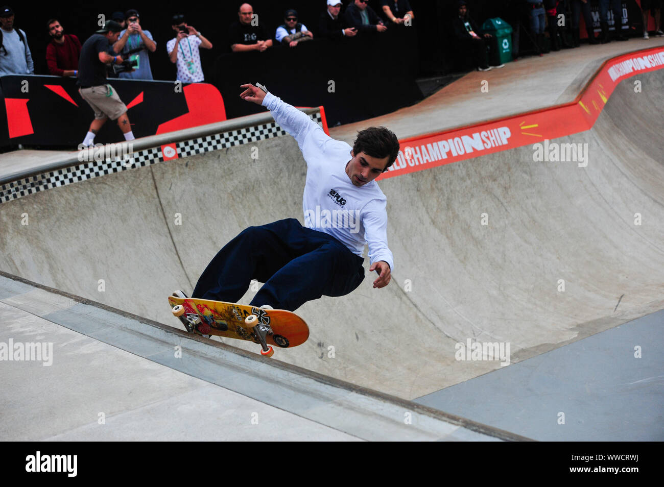 Sao Paulo, Brasilien. 15 Sep, 2019. 13. September 2019; Park Candido Portinari, Sao Paulo, Brasilien; Welt Skatepark Skateboard Wm; Murilo Perez von Brasilien Credit: Aktion Plus Sport Bilder/Alamy leben Nachrichten Stockfoto