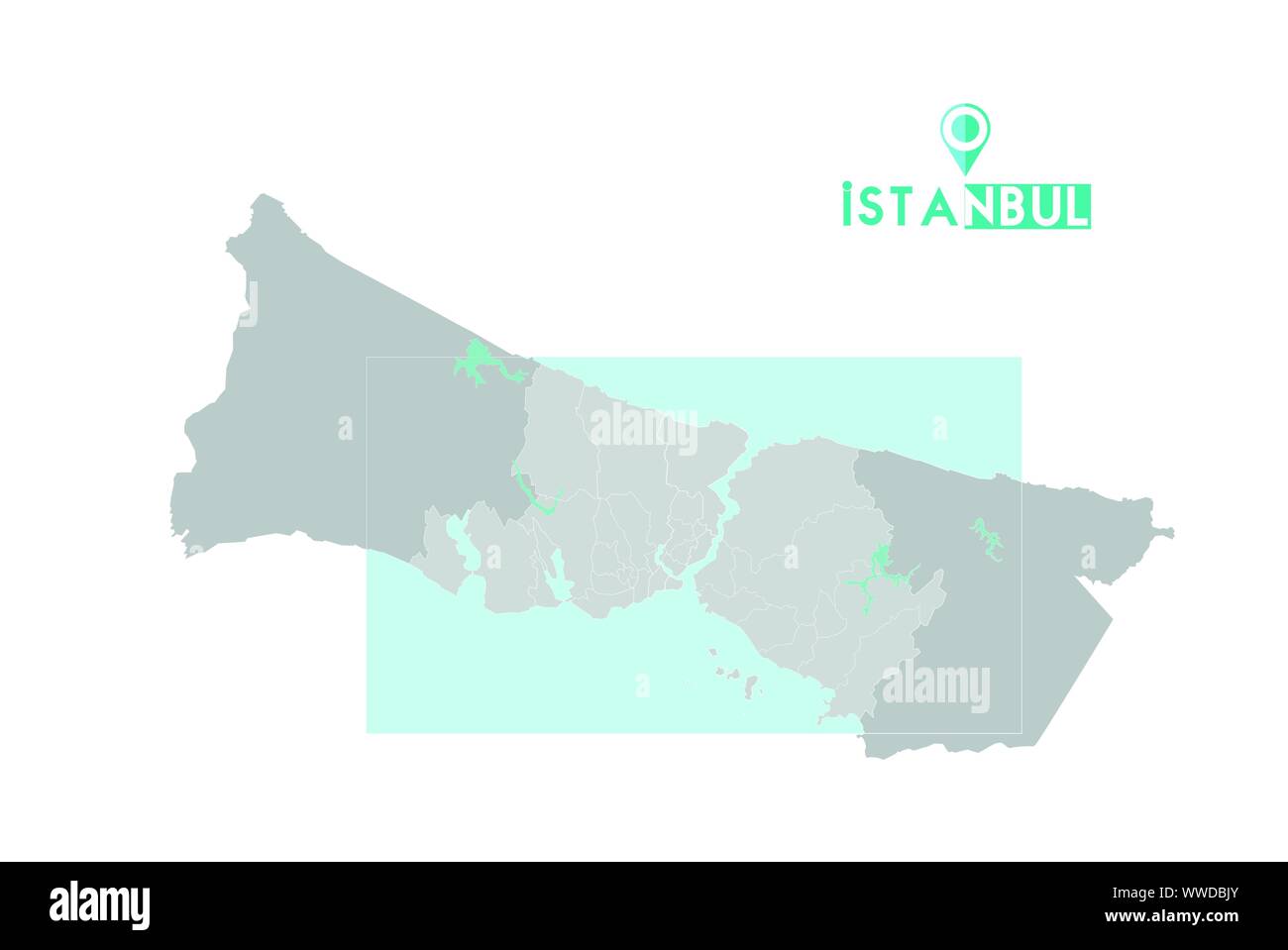 Istanbul Bezirke eyup, esenler, Beykoz, uskudar, Fatih, Sile, Kadiköy, Eastman, Tuzla, bakirkoy, gaziosmanpasa, Avcilar, esenyurt, Salalah, Sil Stock Vektor