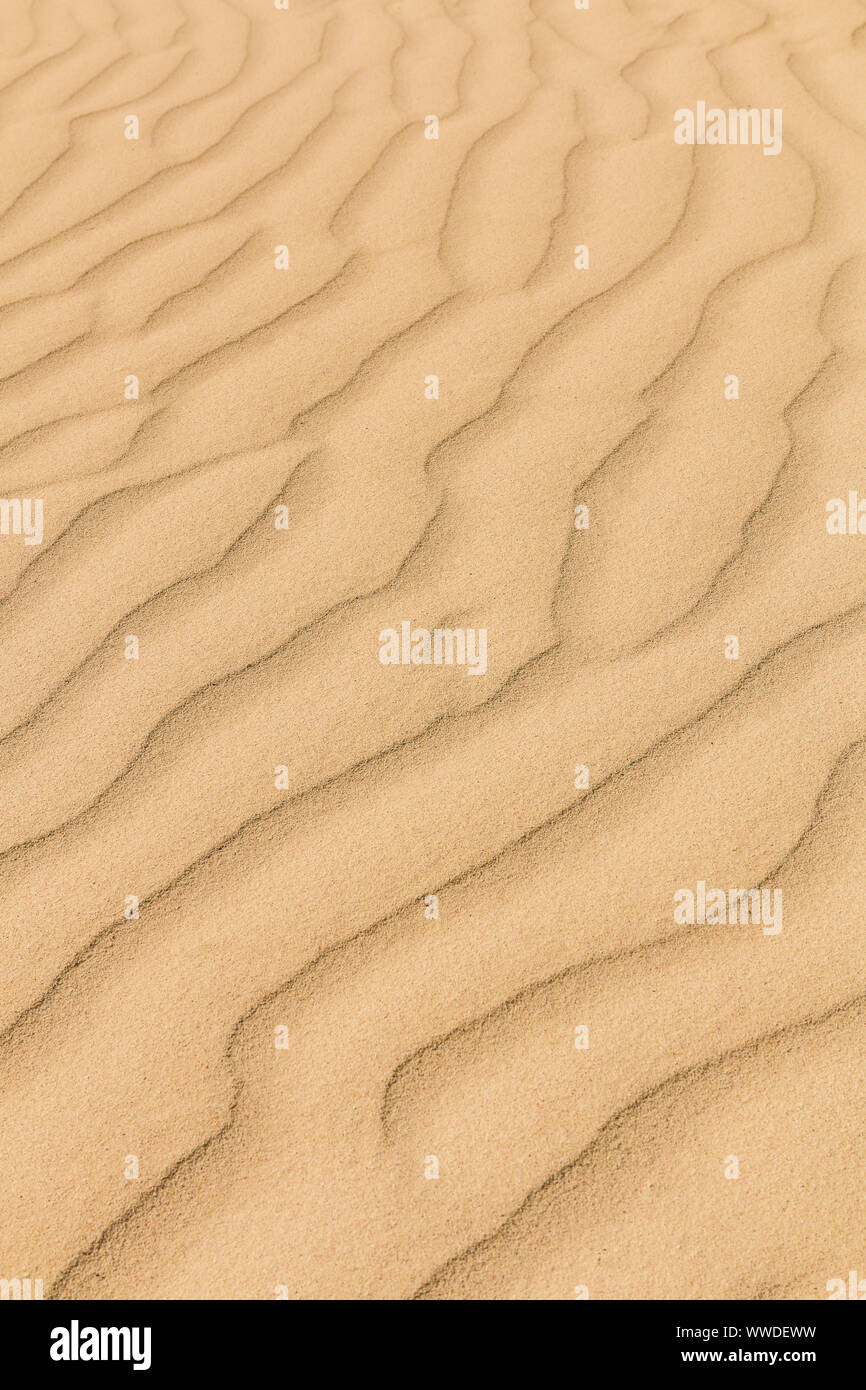 Sand Textur. Sandstrand zum Hintergrund. Ansicht von oben. Stockfoto