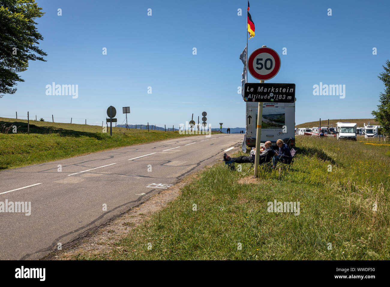 Phase 6 der Tour de France 2019, La Markstein, Frankreich. Stockfoto