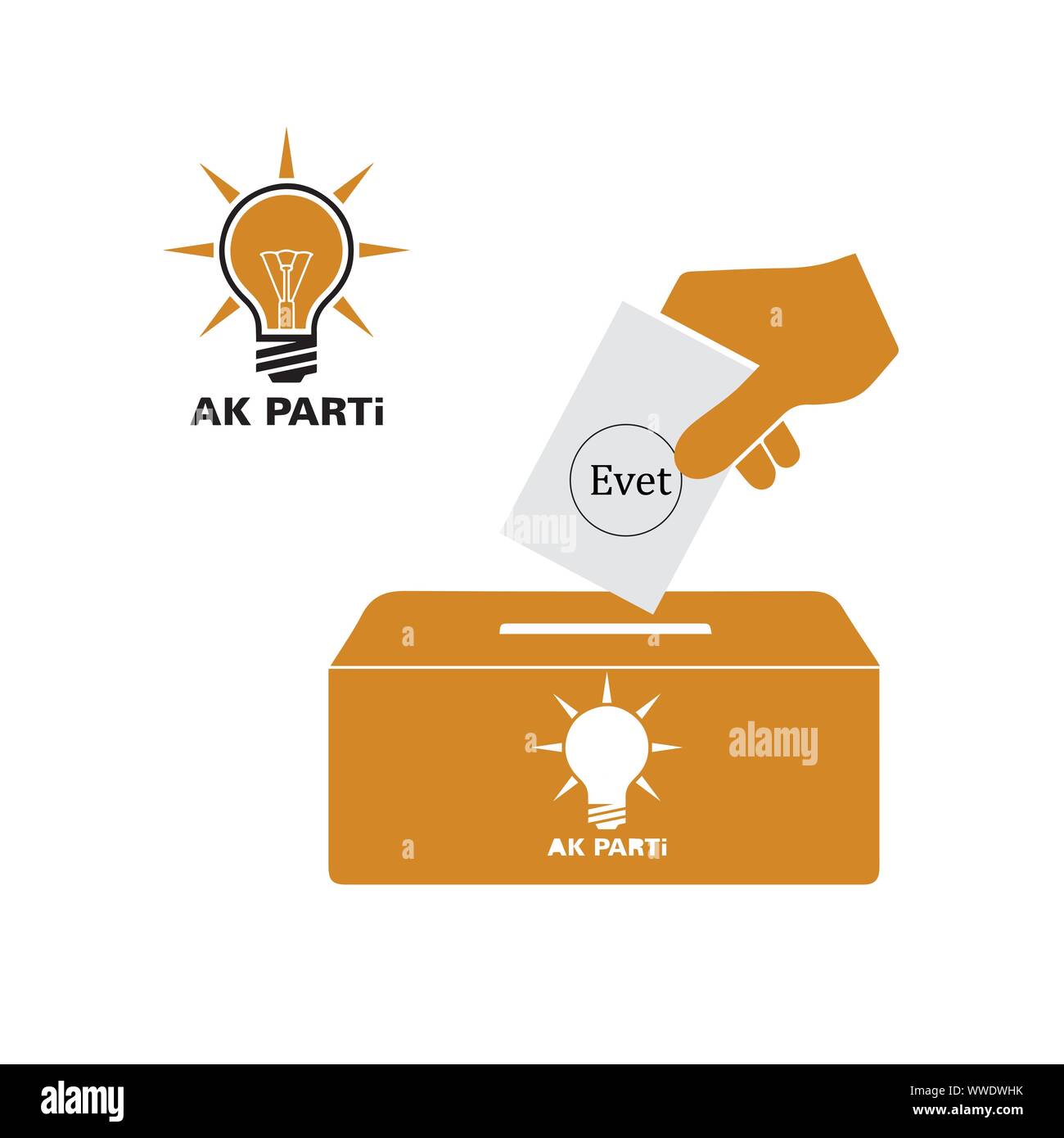 Die Türkei Kommunalwahlen, Partei für Gerechtigkeit und Entwicklung Stimmzettel Vektor arbeiten Stock Vektor