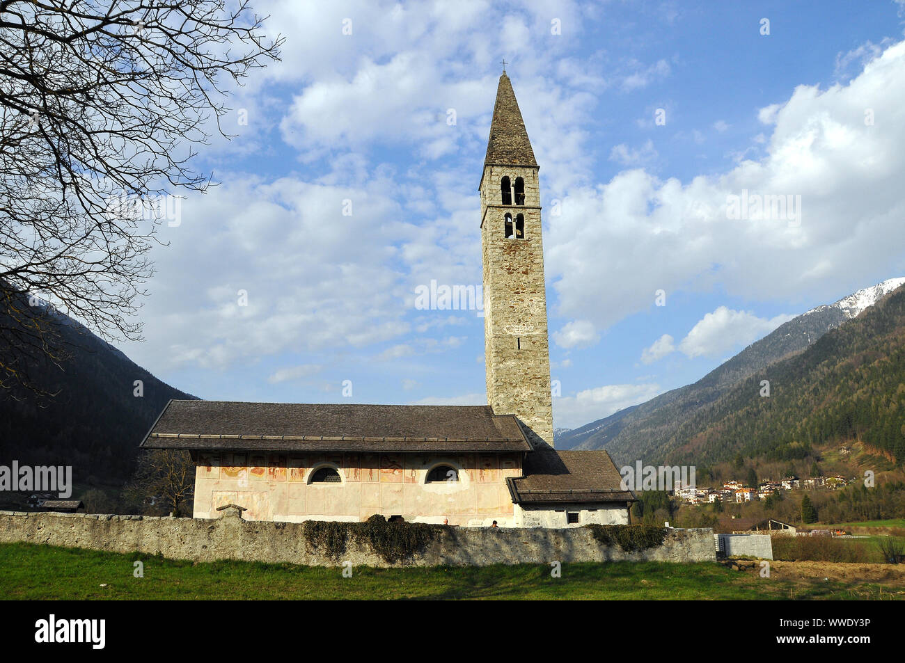 Sant Antonio Abate Kirche, la Chiesa di Sant'Antonio Abate, Pelugo, Autonome Provinz Trento, Italien, Europa Stockfoto