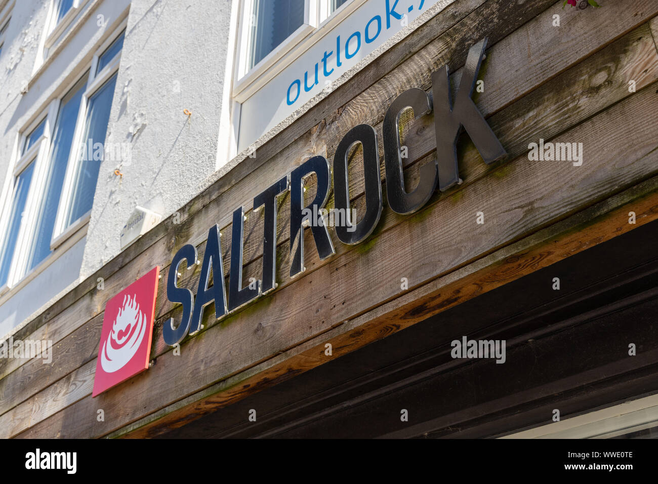 Saltrock Shop anmelden Stockfoto