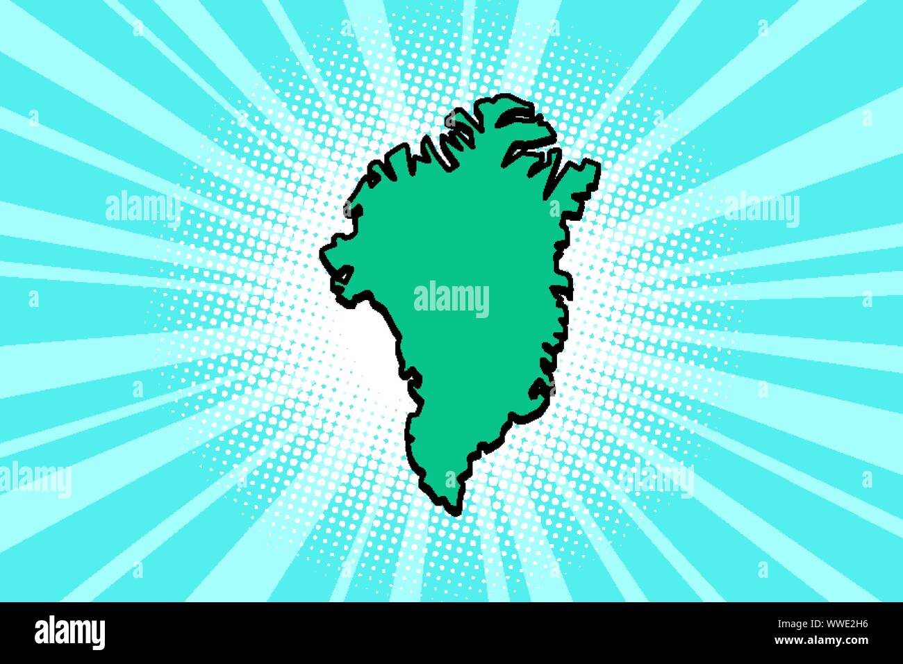 Grönland Karte der Insel Silhouette. Comic cartoon Pop Art retro Vektor illustration Zeichnung Stock Vektor
