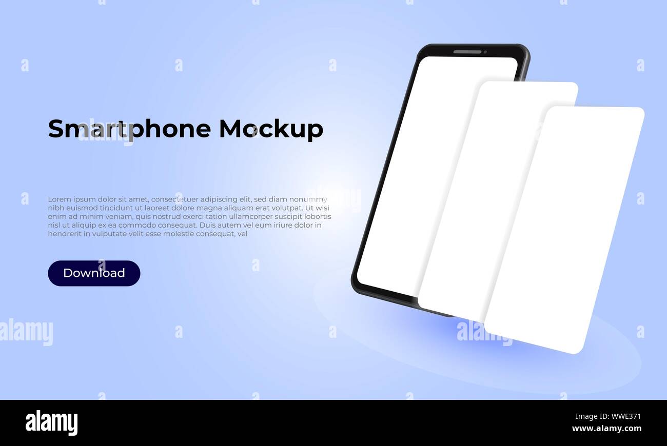 Gedreht triple3 Smartphone d mockup Vorlage für die Präsentation Stock Vektor