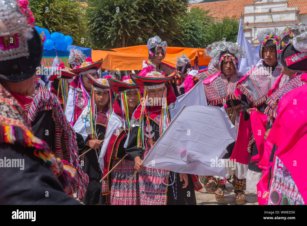 Karneval im März, feiern die Schlacht von Jumbati 1816, die bolivianischen Unabhängigkeit von Spanien, Tarabuco, Sucre, Bolivien Stockfoto