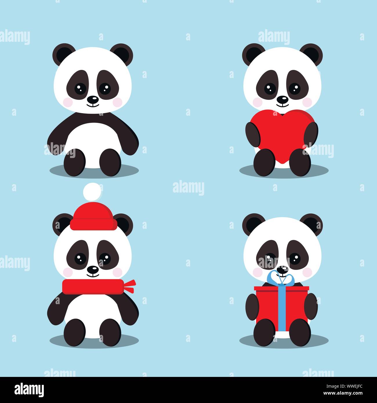 Kleine Susse Panda In Herz Hand Zeichnen Stock Vektorgrafik Alamy