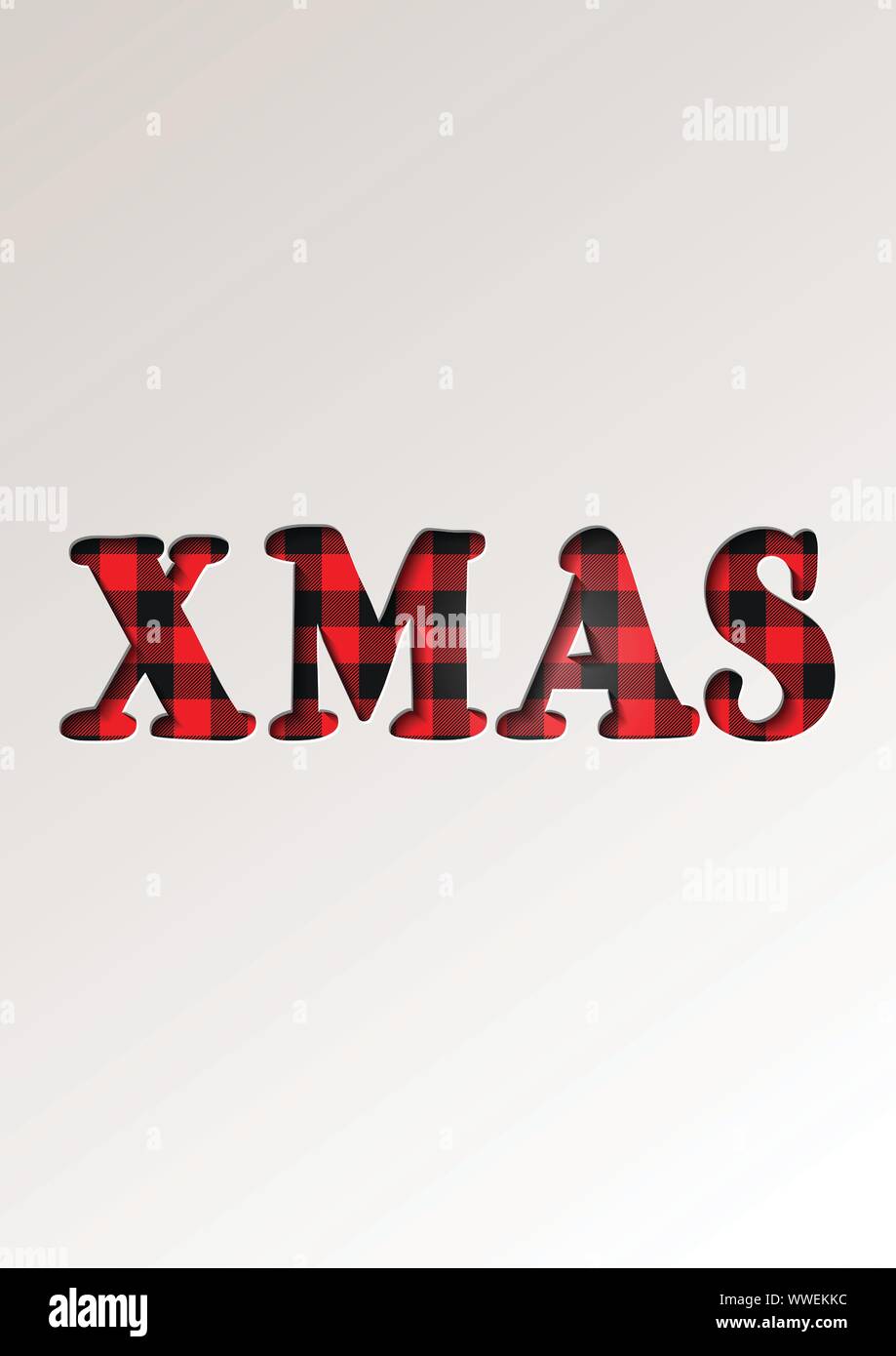 Papier schneiden Stil Weihnachten Grußkarten winter saisonale Feiertage - Weihnachten text auf Tartan karierte Karierte-Vector Illustration Stock Vektor
