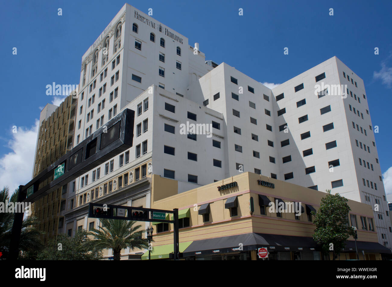 Biscayne Gebäude im historischen Viertel von Downtown Miami, Florida, USA Stockfoto