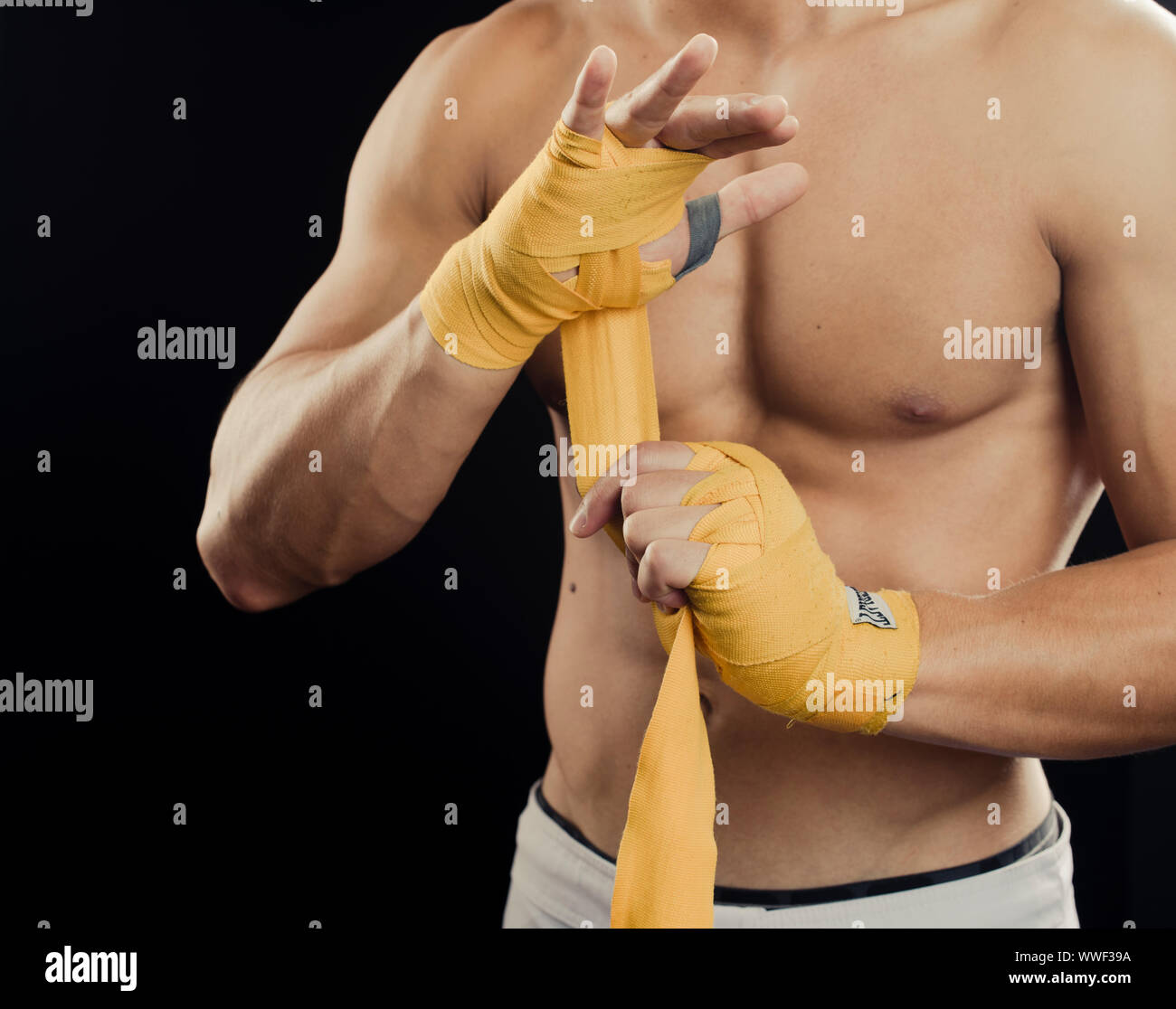 Verpackungsband für Box-/Kampfsport Hand wickeln, Handgelenkriemen, Kumpur Stockfoto