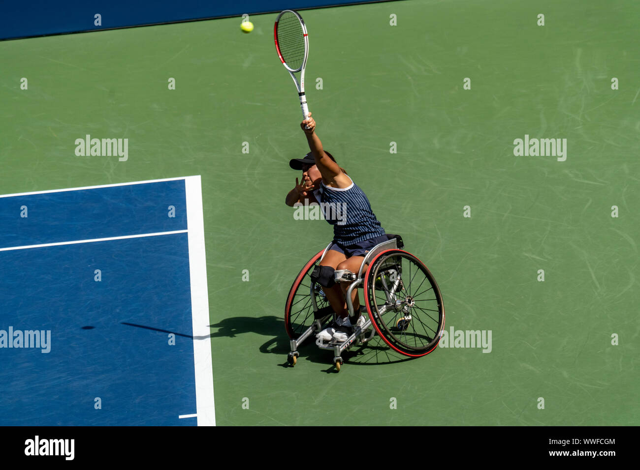 Juri Kamiji von Japan konkurrieren in den Endrunden von Singles der Rollstuhl Frauen an der 2019 US Open Tennis. Credit: Paul J Sutton/PCN/LBA/Alamy leben Nachrichten Stockfoto