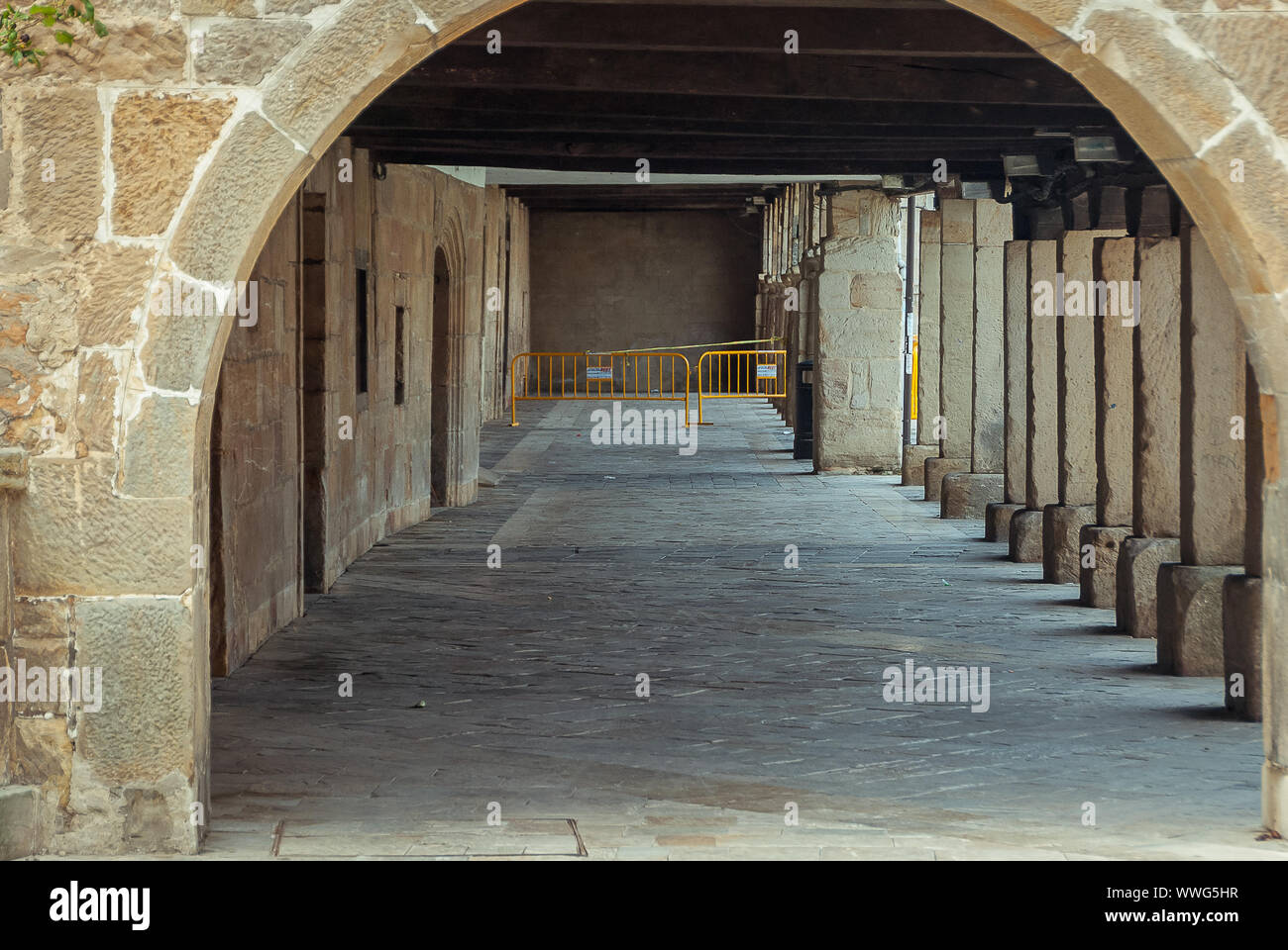 Spanien. Arch von silleria in Aguilar de Campoo. Palencia Stockfoto