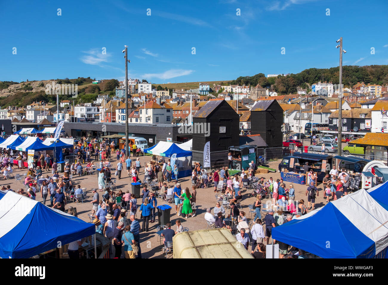 Hastings Annual Seafood Festival 2019, am Old Town Stade Seafood Festival in Rock-a-Nore, East Sussex, Großbritannien Stockfoto