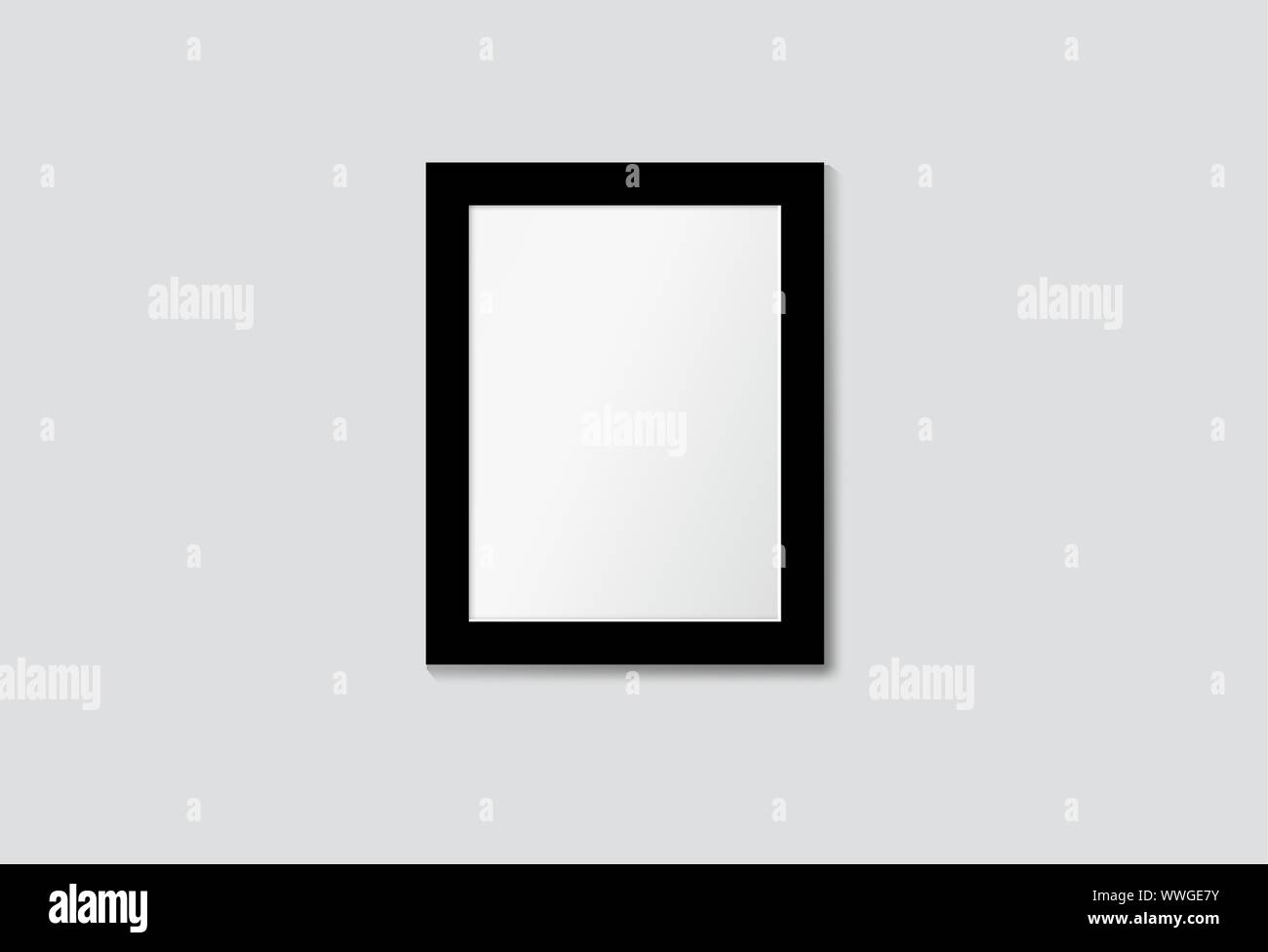 Schwarzer Rahmen auf eine weiße Wand. Vektor mock up für Galerie Design Stock Vektor