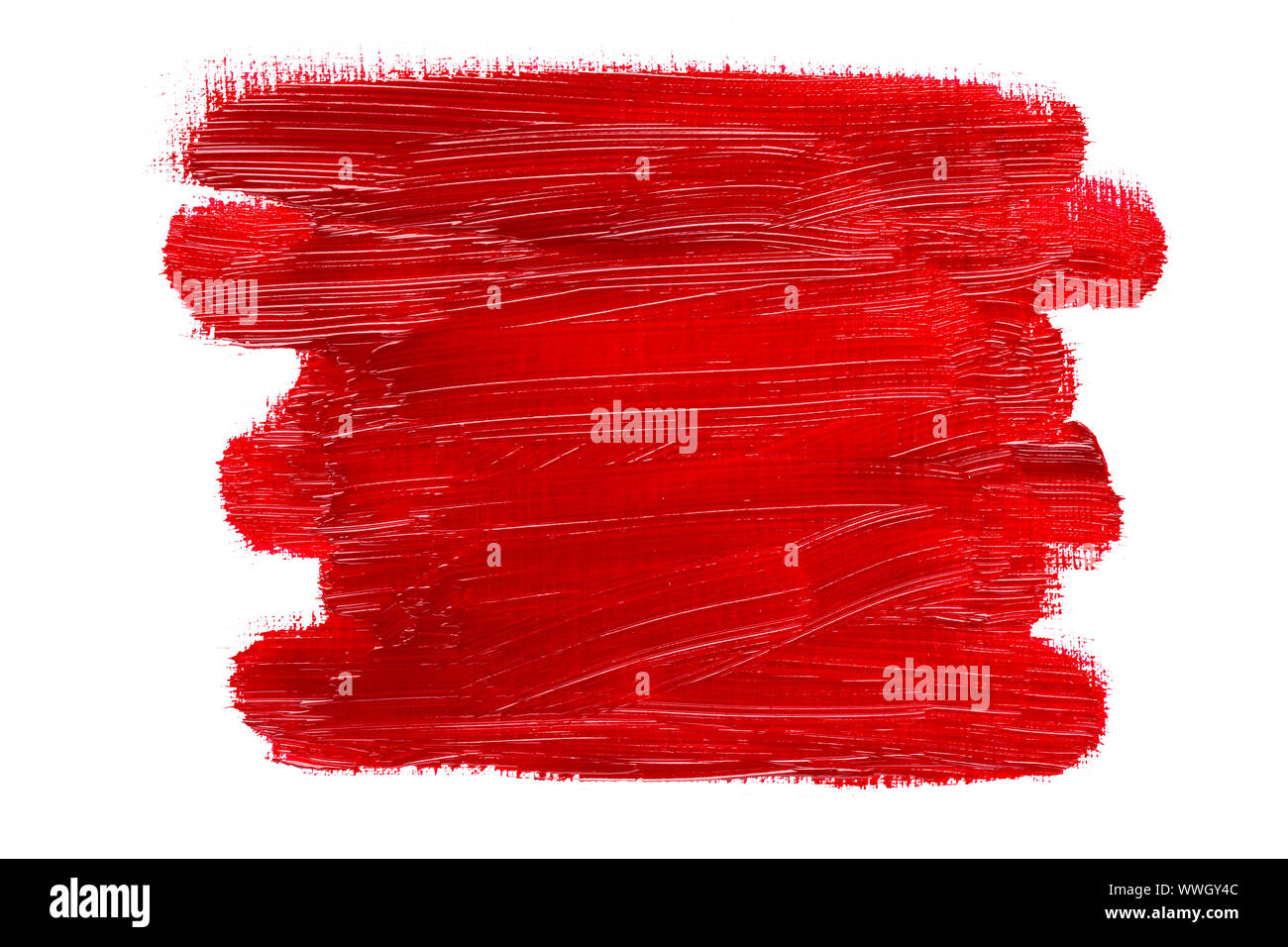 Abstrakt rot real oil painting Pinselstrichen auf weißem Hintergrund mit roten Öl Farbe von Hand bemalt. Stockfoto