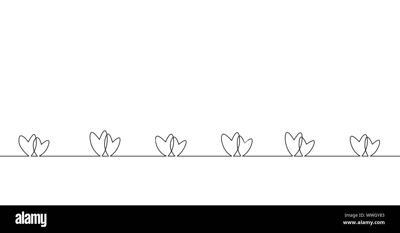 Zwei Herzen liebe romantische durchgehenden Line Art. Heartbeat Leidenschaft Datum Verhältnis Paar silhouette Konzeption einer Skizze Maßbild Stock Vektor