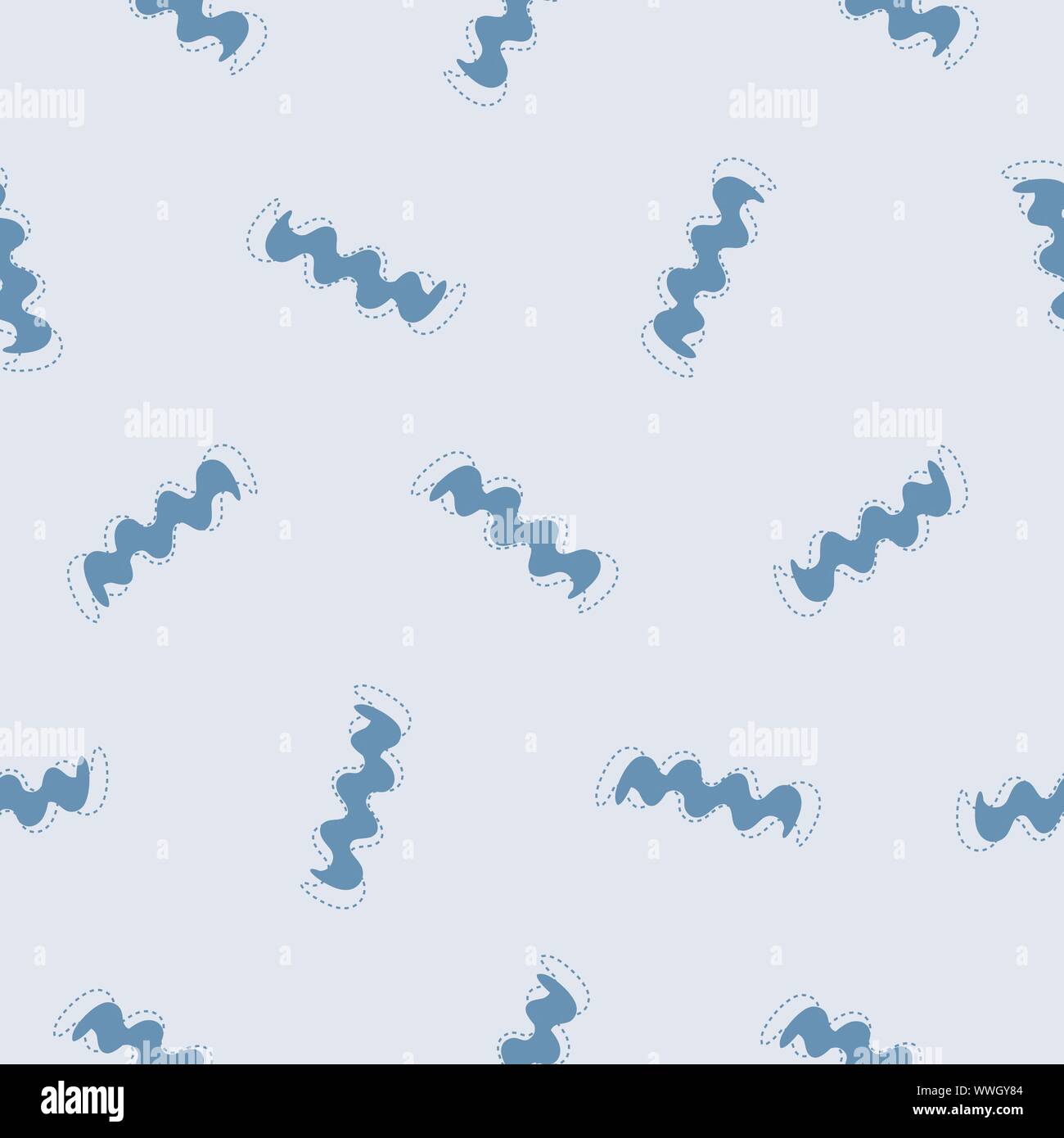 Blaue wellenförmige Vektorlinien abstrakte nahtlose Muster Stock Vektor