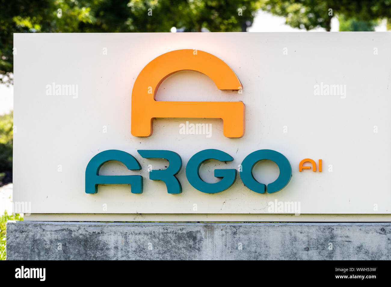 September 5, 2019 in Palo Alto/CA/USA - Argo AI Hauptsitz im Silicon Valley; Argo AI LLC ist ein selbstfahrender Technologie Plattform Unternehmen, unterstützt durch Stockfoto