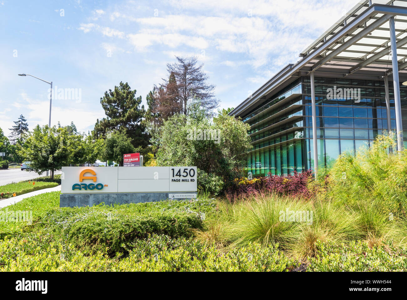 September 5, 2019 in Palo Alto/CA/USA - Argo AI Hauptsitz im Silicon Valley; Argo AI LLC ist ein selbstfahrender Technologie Plattform Unternehmen, unterstützt durch Stockfoto