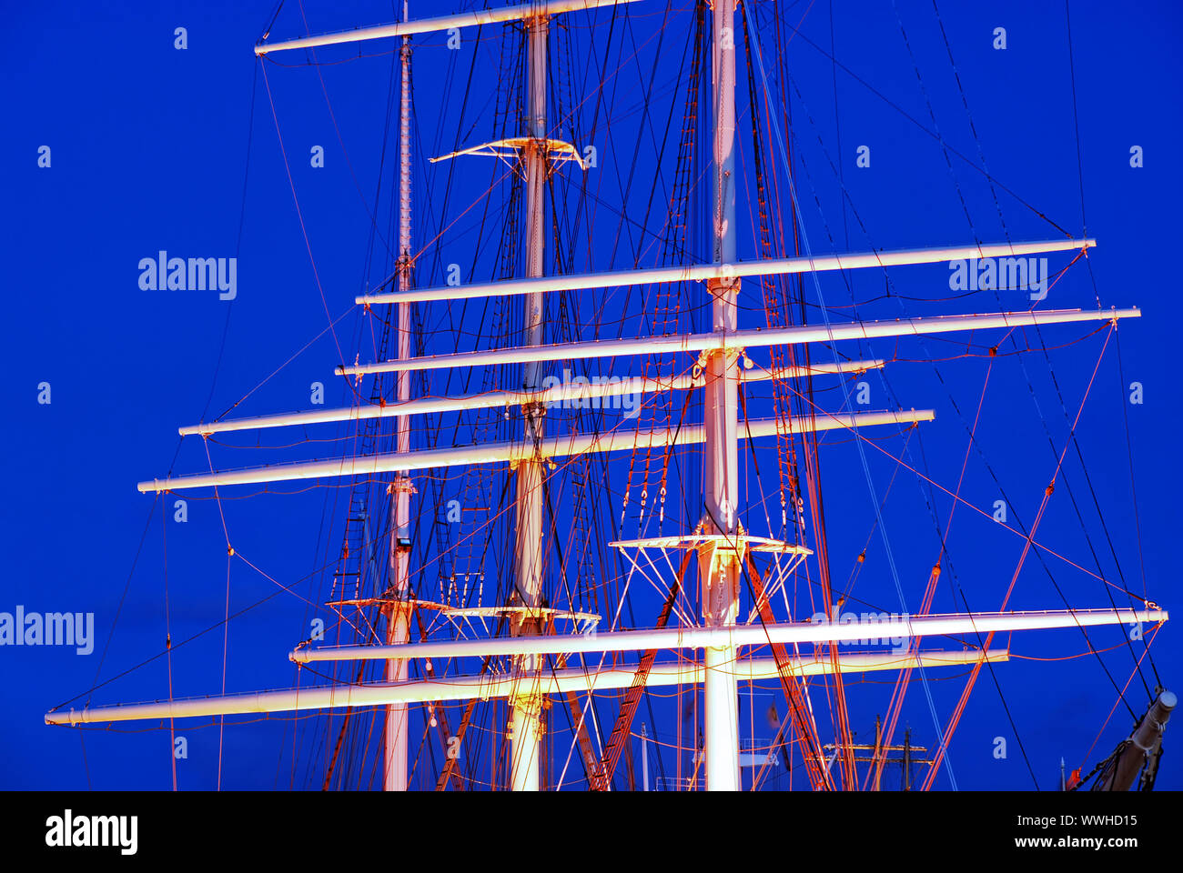 Rigging Rickmer Rickmer's Night Shot Stockfoto