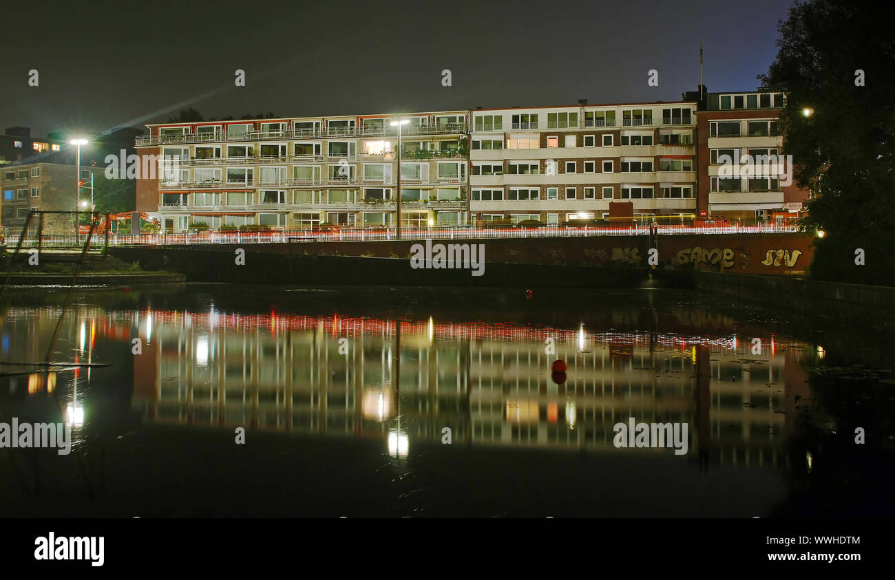 Hohenfelder Bucht Nacht Foto Stockfoto